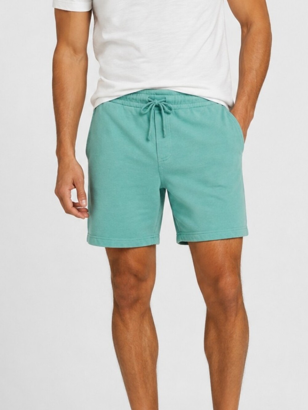 Men’s Goodfellow & Co Teal Green Knit Fleece Shorts With Pockets Size Small